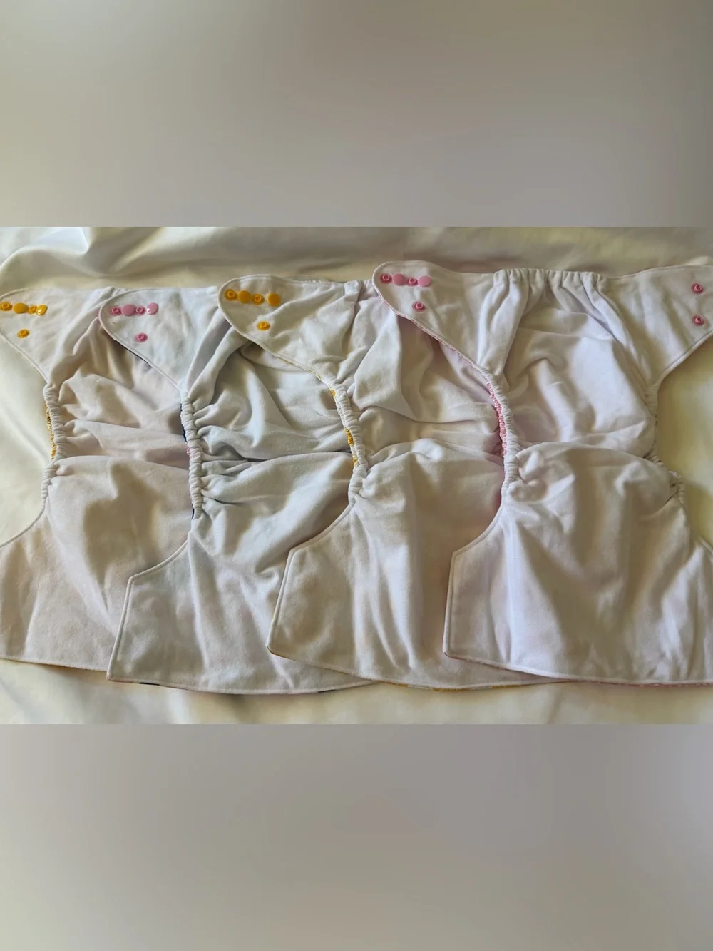 Nora’s Nursery cloth diapers lot 4 (pocket shells + bamboo inserts) Citrus bee